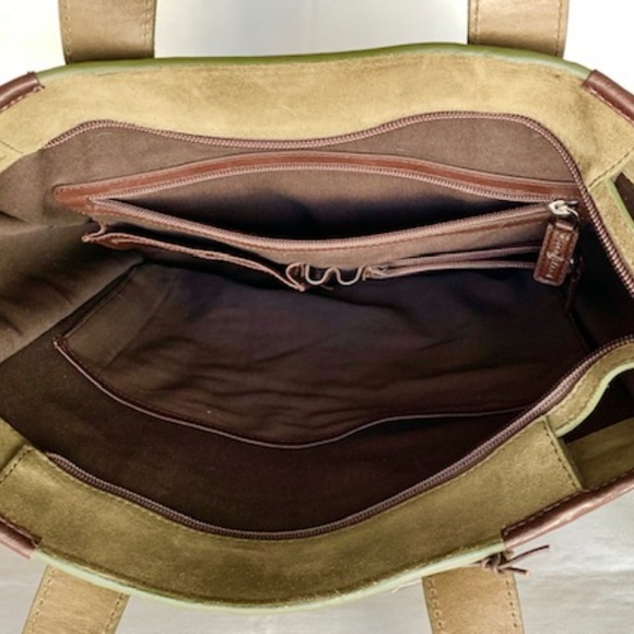 COLE HAAN LODEN GREEN SUEDE ZIP TOTE BAG - Picture 5 of 5